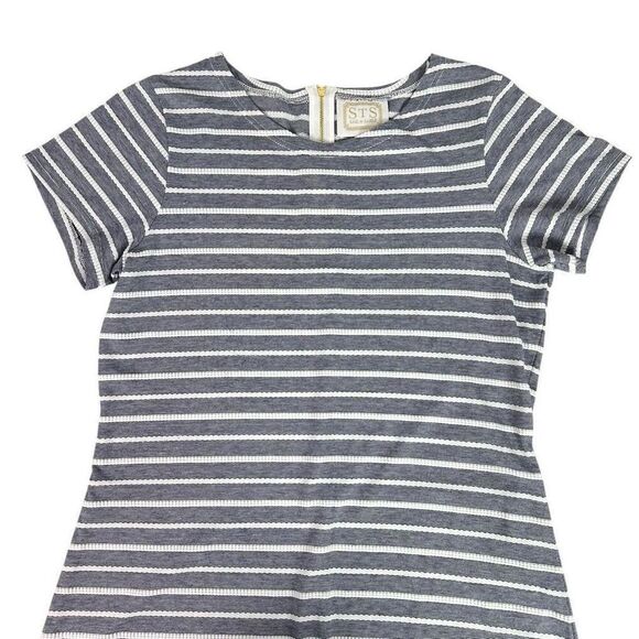 STS Sail to Sable Short Sleeve Navy White Dress Striped Size Large - Picture 3 of 7
